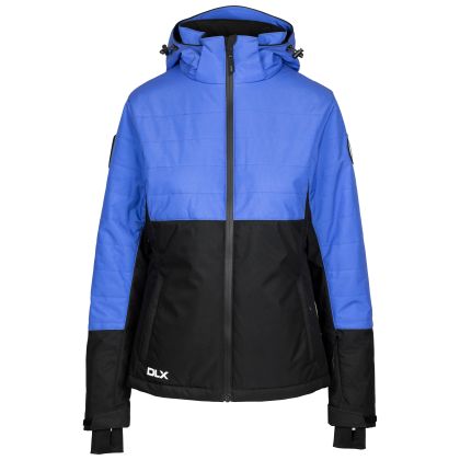 DLX Womens Ski Jacket Jaclyn in Baja Blue, Front view on mannequin